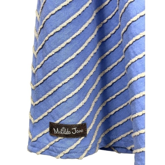 Matilda Jane Exploration Dress Light Blue Taupe Stripe Small Midi Casual - Picture 9 of 10